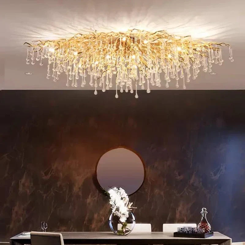 Afralia™ Modern Luxury Gold LED Crystal Chandelier for Living Room