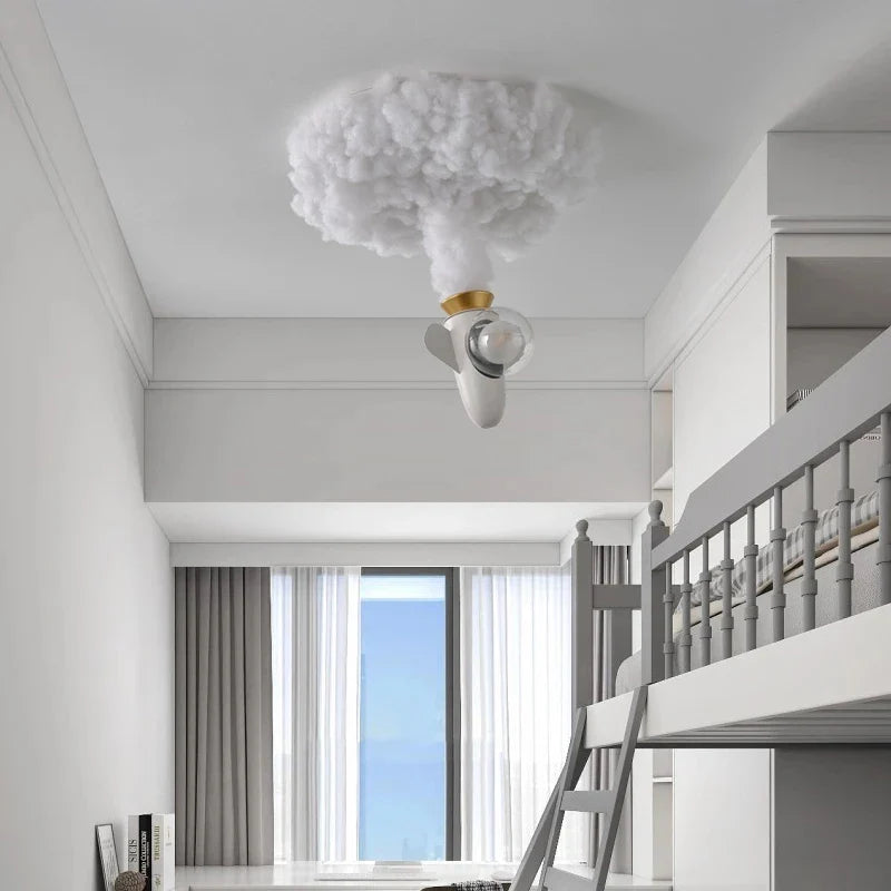 Afralia™ Modern Rocket Cloud LED Pendant for Kids' Bedroom Study Nursery Jet Chandelier