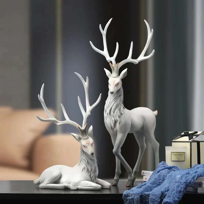 Afralia™ Deer Sculpture: High-End Resin Elk Figurine for Luxury Home Decor