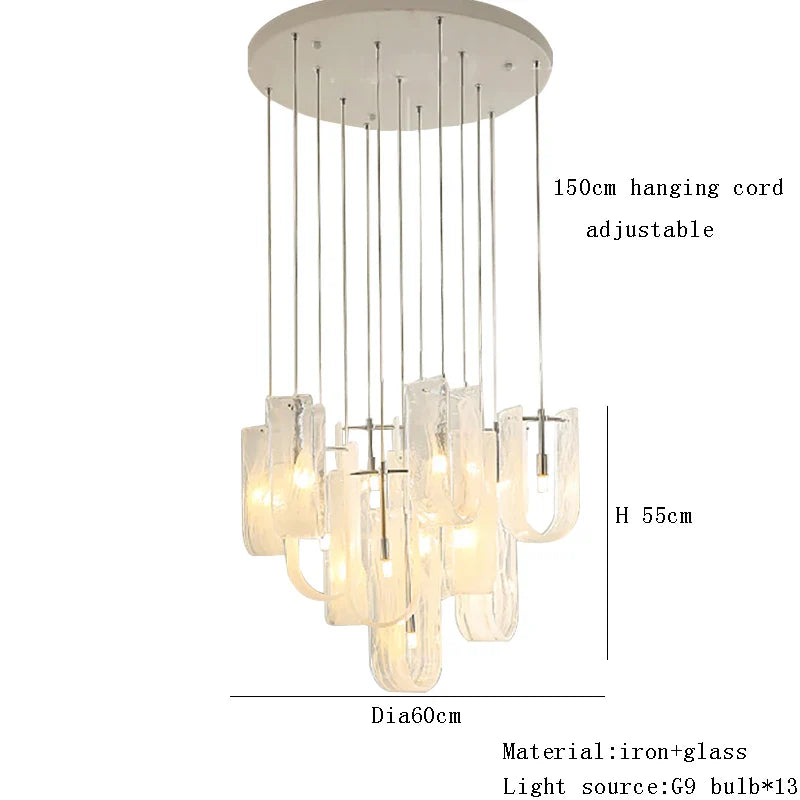 Afralia™ Mist Glass Chandelier: Modern Lighting for Living Room, Dining Table & Interior Ornament