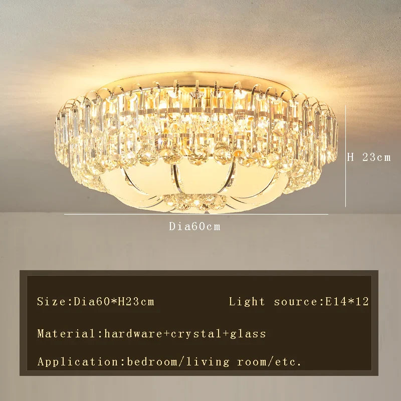 Afralia™ Luxury Gold Crystal Ceiling Light Chandeliers for Elegant Room Decor