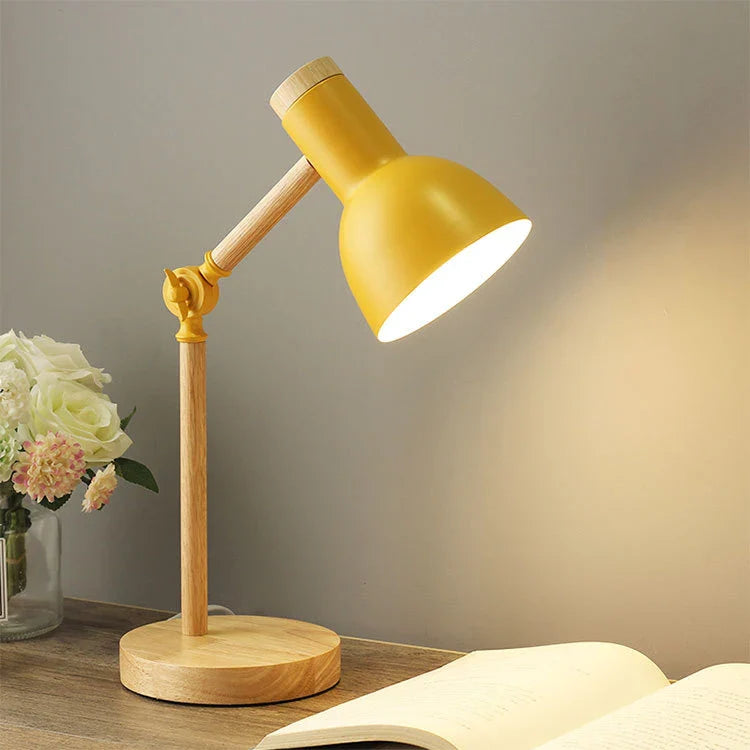 Afralia™ Nordic Wooden Art Iron LED Desk Lamp for Home Decor & Reading