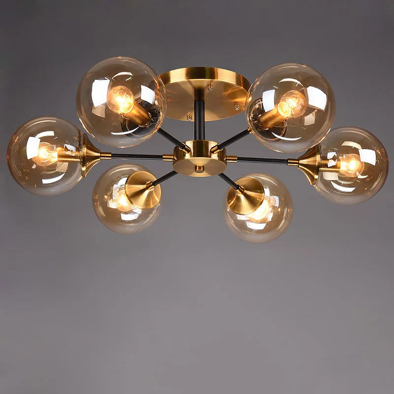 Afralia™ Glass Ball LED Chandelier Ceiling Light for Living Room & Bedroom
