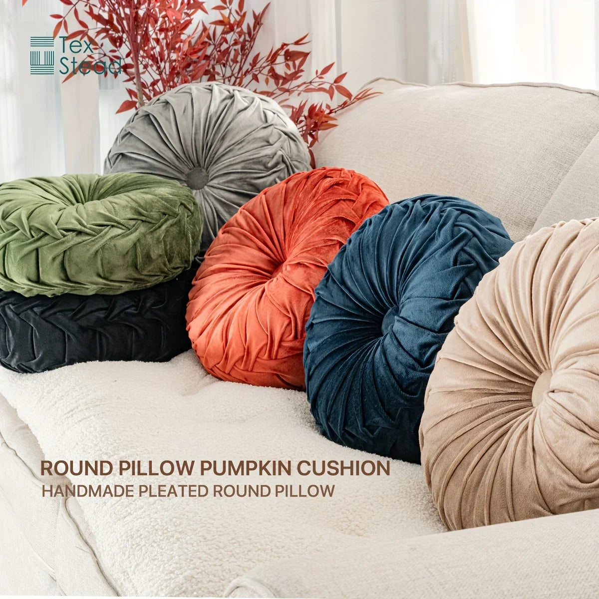Afralia™ Velvet Pumpkin Round Cushion for Couch, Bed, Sofa, Chair - Decorative 3D Design