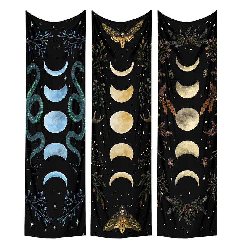 Moon Phase & Moth Tapestry Wall Hanging for Bohemian Home Decor by Afralia™