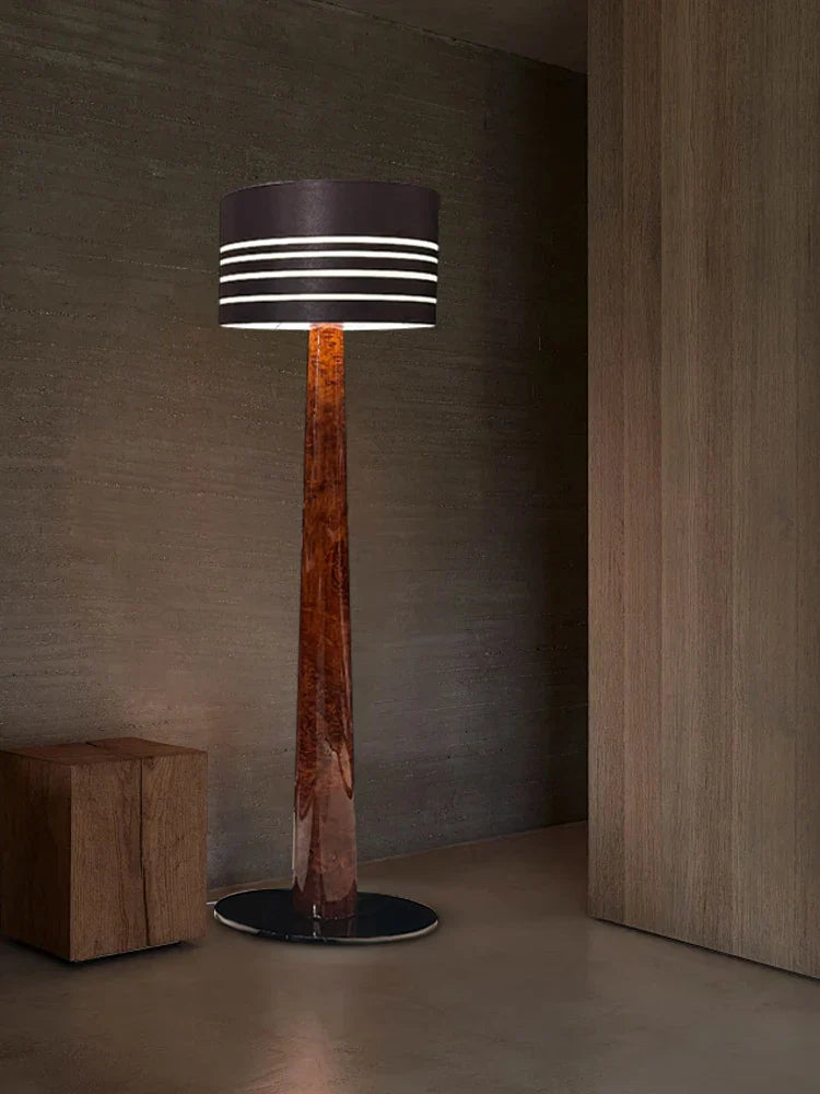 Afralia™ Luxury Solid Wood Leather Floor Lamp for Office & Living Room