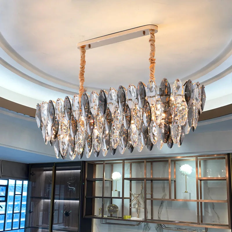 2024 Afralia™ Ash Crystal Ceiling Chandeliers, Modern Living Room Pendant Lamps, Home Decor Lighting