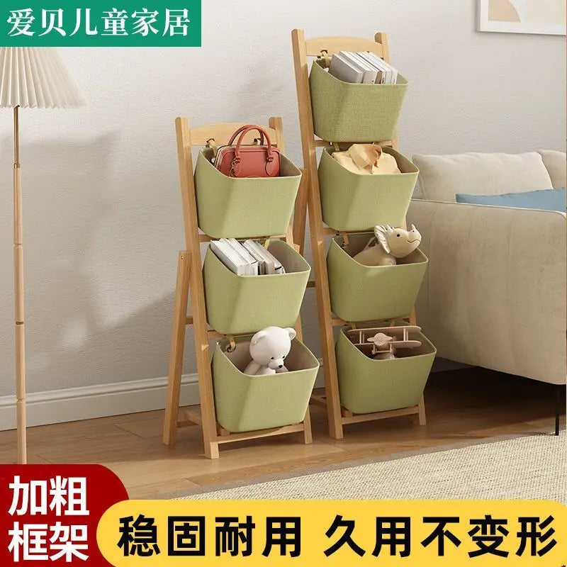 Afralia™ Solid Wood Storage Rack: Multi-layer Organizer for Living Room, Bedroom, Toys & Snacks