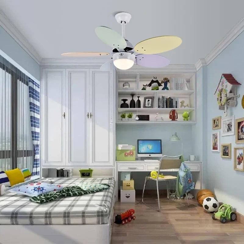 Afralia™ Nordic Kids Ceiling Fan with Light - Flush Mount Ventilateur Plafond