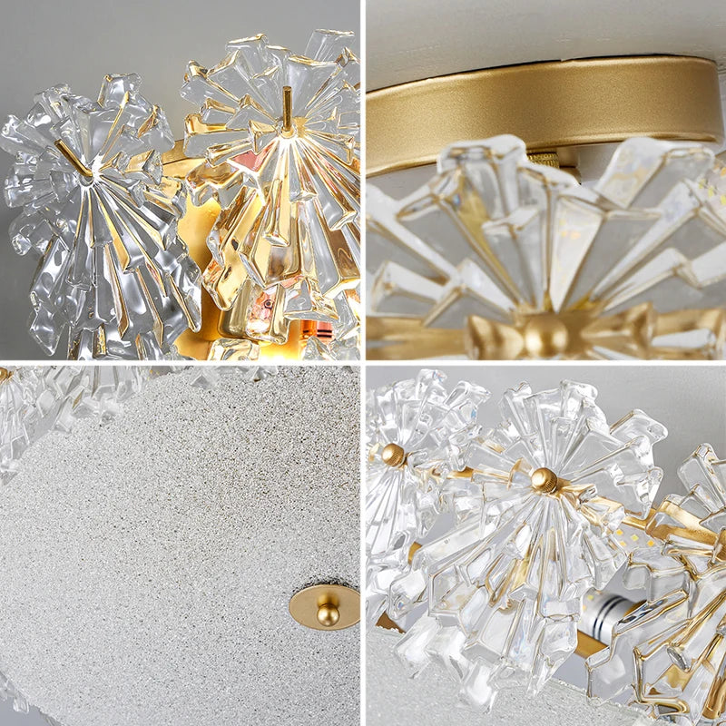 Afralia™ Crystal Glass Maple Leaf Ceiling Chandelier for Modern Luxury Minimalist Living Room