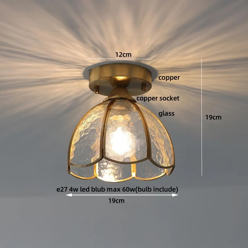 Afralia™ Tiffany Glass LED Ceiling Lamp for Corridor, Bedroom, and Restaurant
