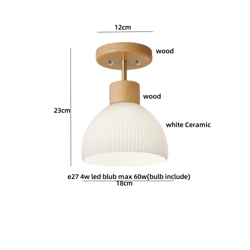 Afralia™ Wood Ball LED Ceiling Lamp Vintage Loft Copper Canopy Light