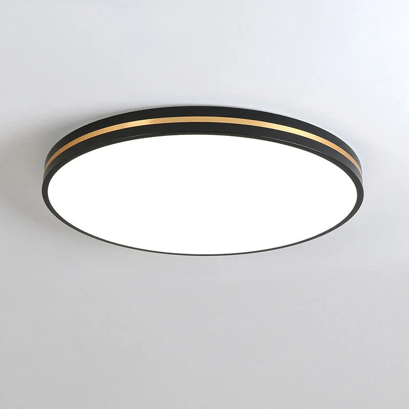 Afralia™ LED Ceiling Lights: Modern Golden Ring Square Round Black Metal Minimalist Lamp