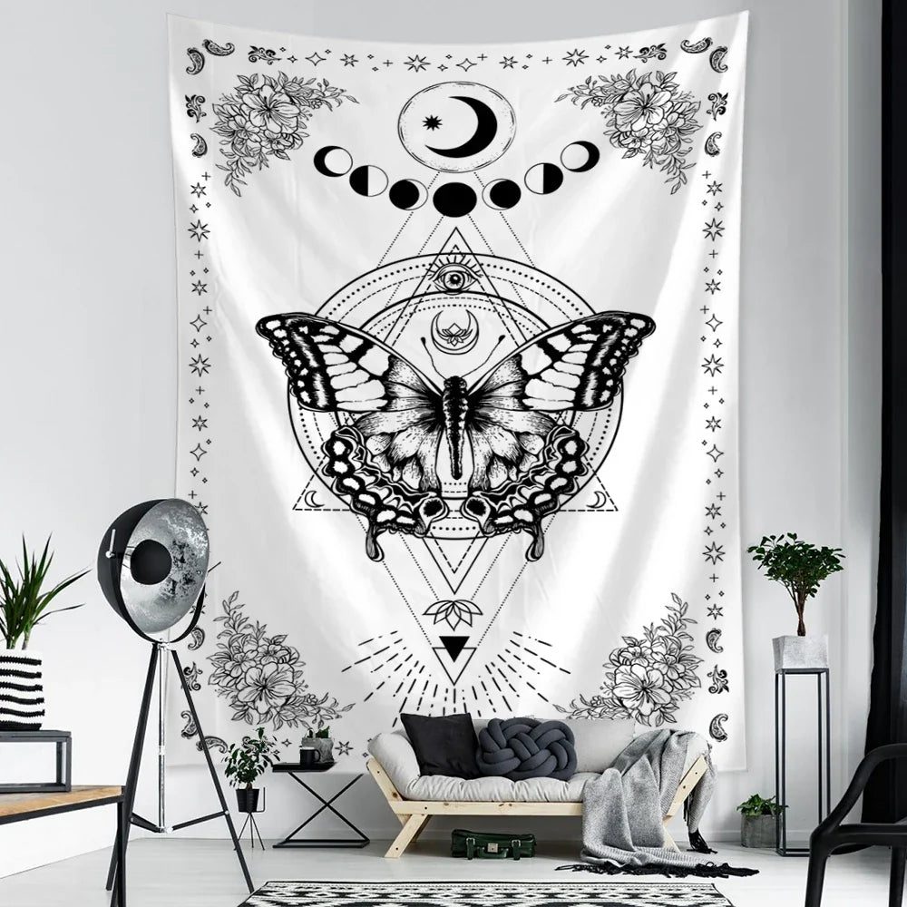 Afralia™ Geometric Butterfly Tapestry Wall Hanging for Bohemian Home Decor