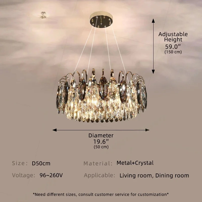 Afralia™ Crystal Chandelier Pendant Light Modern Minimalist Luxury Lighting