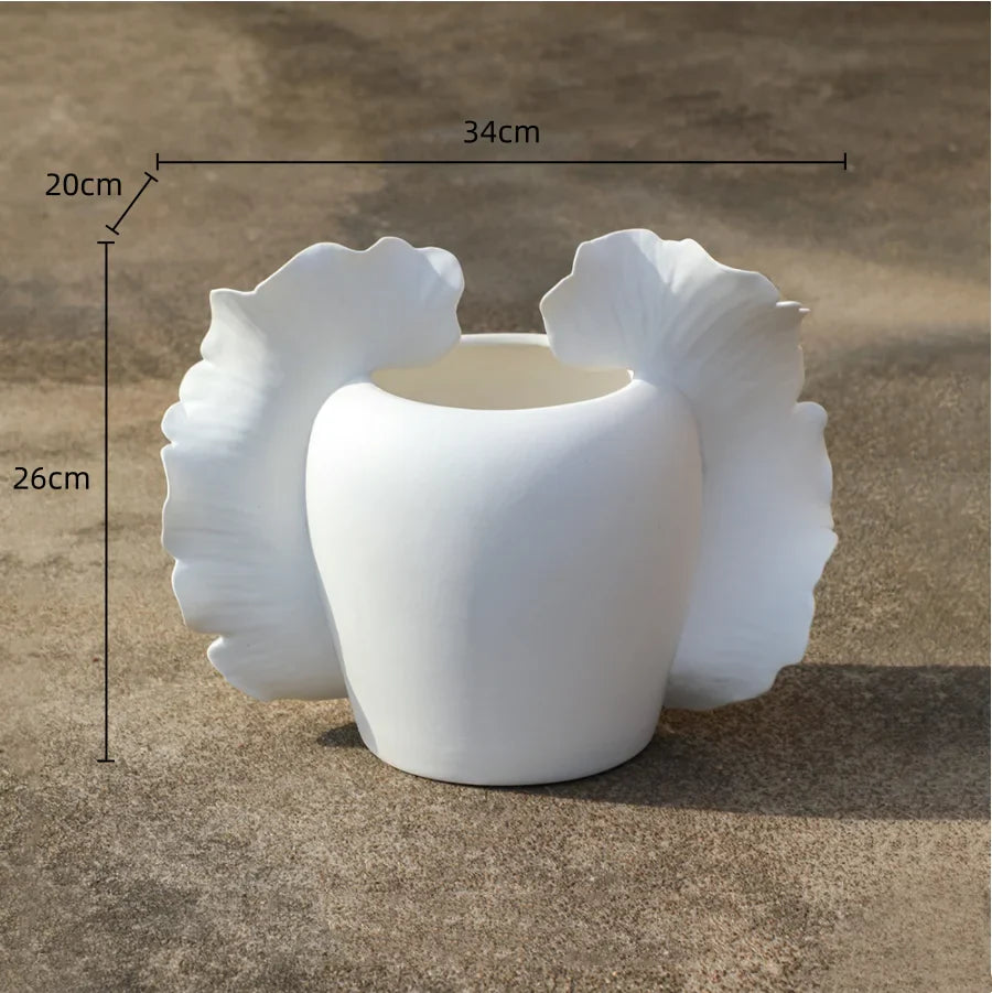 Afralia™ Wavy Wings Hand-painted Ceramic Vases: Unique Floral Decor & Home Accessory