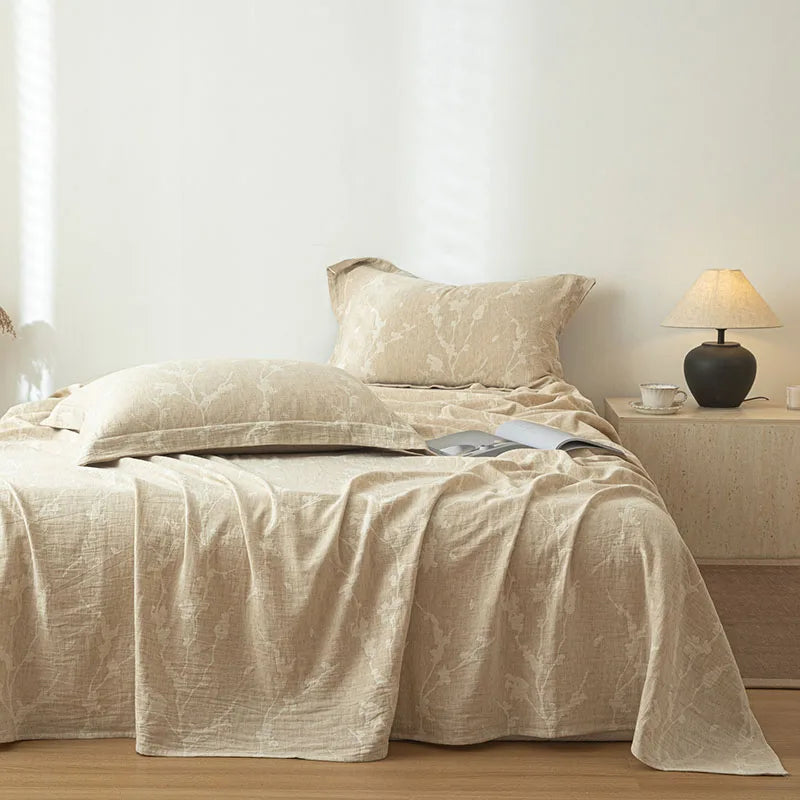 Afralia™ Cotton & Linen Bed Sheet Set: Luxury, Skin-Friendly, All Seasons, Queen & King Sizes