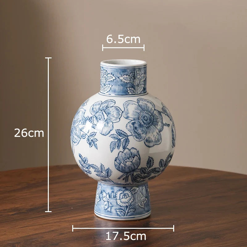 Afralia™ Blue & White Porcelain Vase Pot for Stylish Room Aesthetic Decor & Flowers