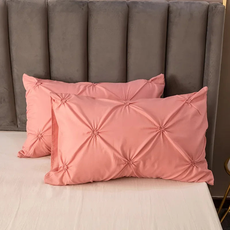 Afralia™ 3D Pinch Pleated Duvet Cover Set - Solid Color Single Double Bedding - Soft Comforter Cover