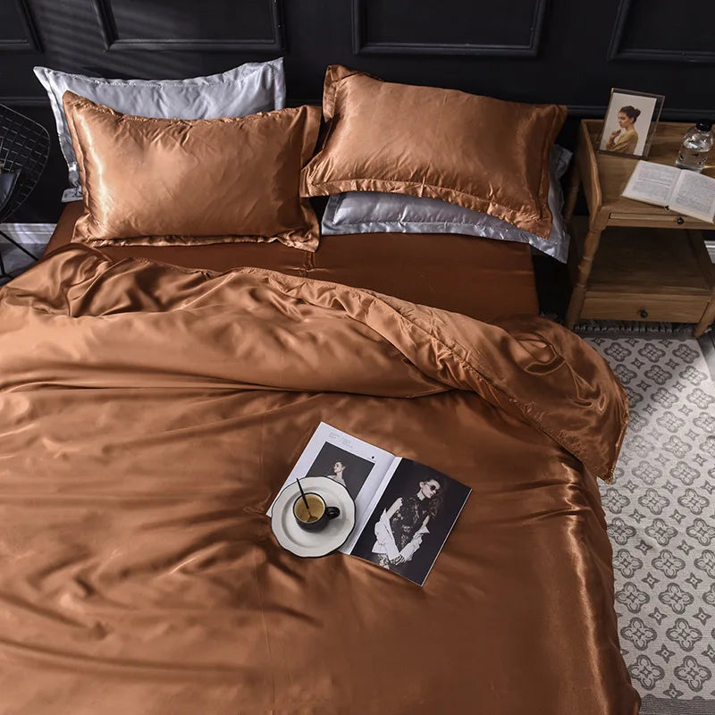 Afralia™ Ice Rayon Satin Bedding Set: Cooling, Soft, Summer Comfort for Twin-Double Bed