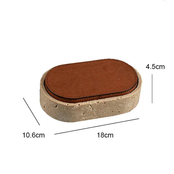 Afralia™ Natural Stone Oval Jewelry Box with Leather Cover