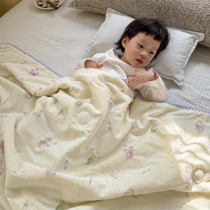 Afralia™ Kids Cartoon Printed Cooling Summer Blanket - Soft Lightweight Comforter