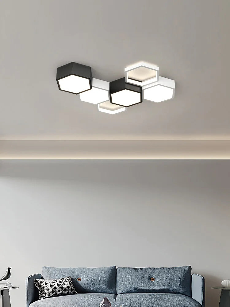 Afralia™ Honeycomb Art Ceiling Lamp Set for Smart Living Room, Hall, and Restaurant