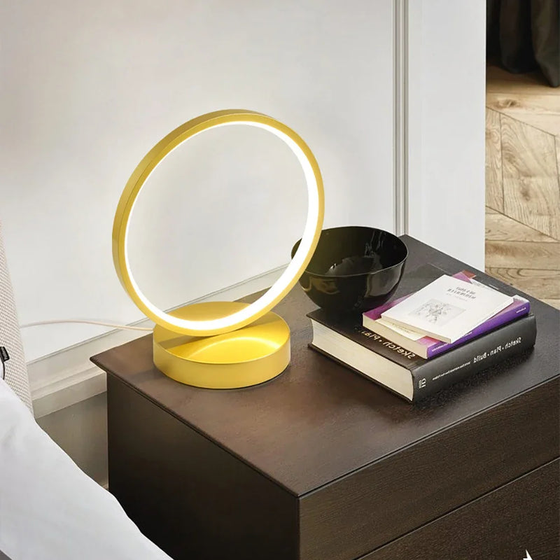 Afralia™ Modern LED Table Lamp: Sleek Circular Design for Bedroom and Study Room