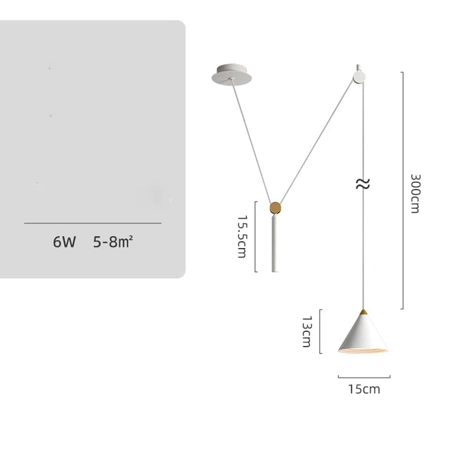 Afralia™ Linear Art Deco Style Pulley Pendant Lamp for Home Interior