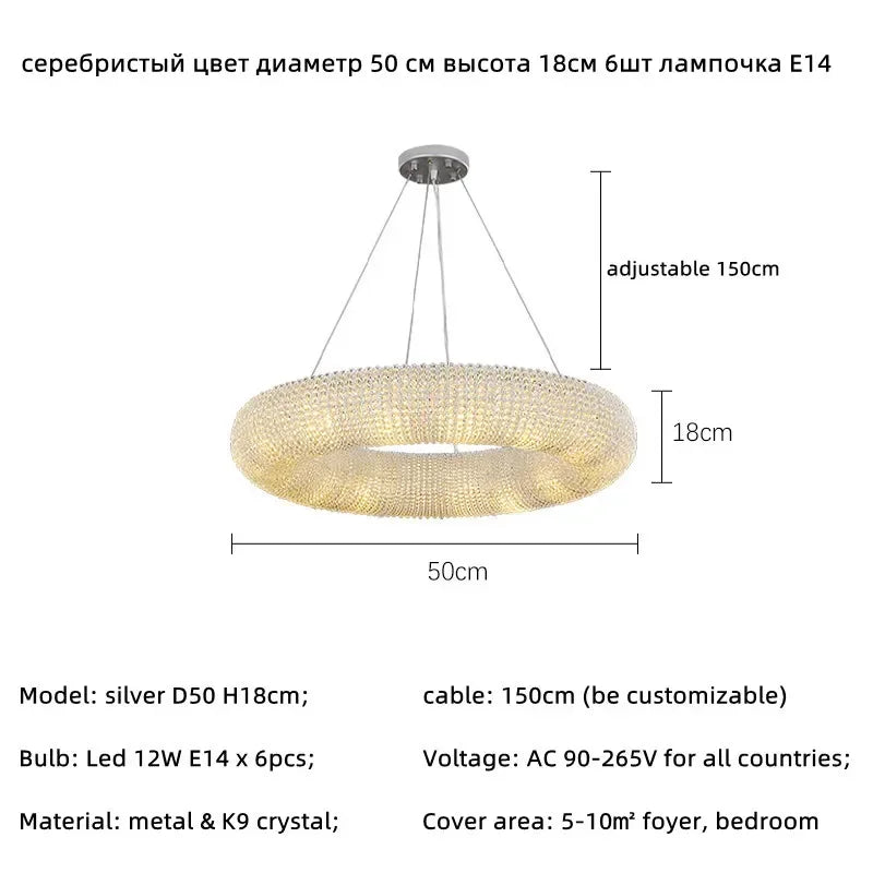 Afralia™ Crystal Luxury Loft Pendant Light with LED E14 Bulb for Living Room