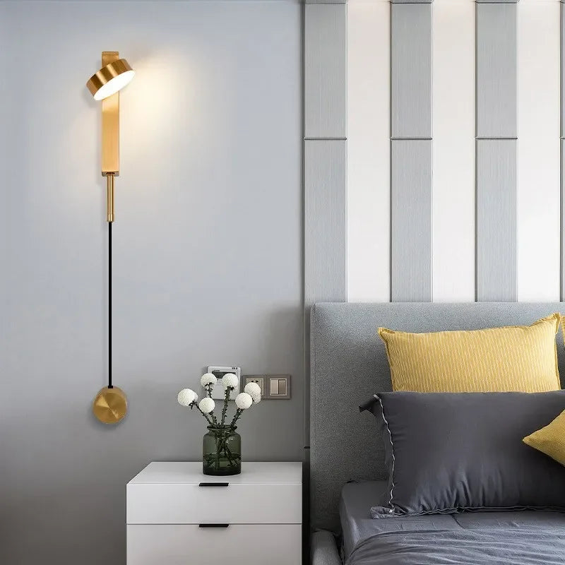 Afralia™ Adjustable LED Wall Lamp Rotation Dimming Switch Indoor Sconce Lighting
