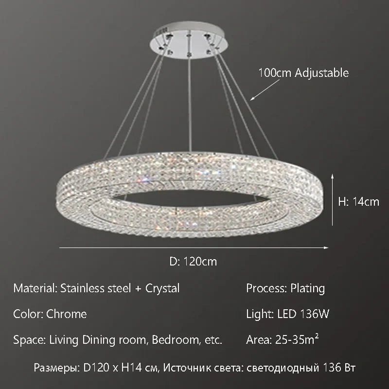 Afralia™ Elegant K9 Crystal Chandelier for Living Room, Dining Table, Bar