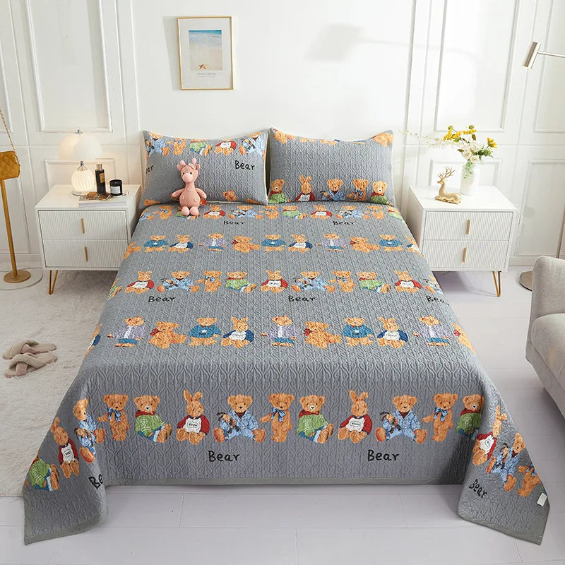 Afralia™ Cotton Double Bedspread Set with Floral Design for Healthy Home Bed Decor