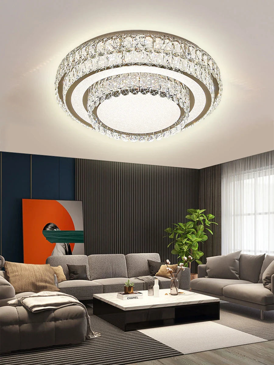 Afralia™ Modern Crystal LED Ceiling Lights for Bright Living Room Decor