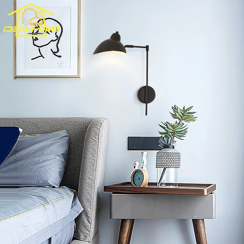 Afralia™ Rotatable LED Wall Lamp E27 Black Bedroom Living Room Study Staircase Corridor