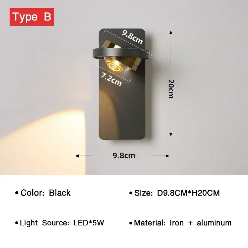 Afralia™ LED Rotatable Wall Lamp for Bedroom Living Room - Modern Indoor Wall Sconces