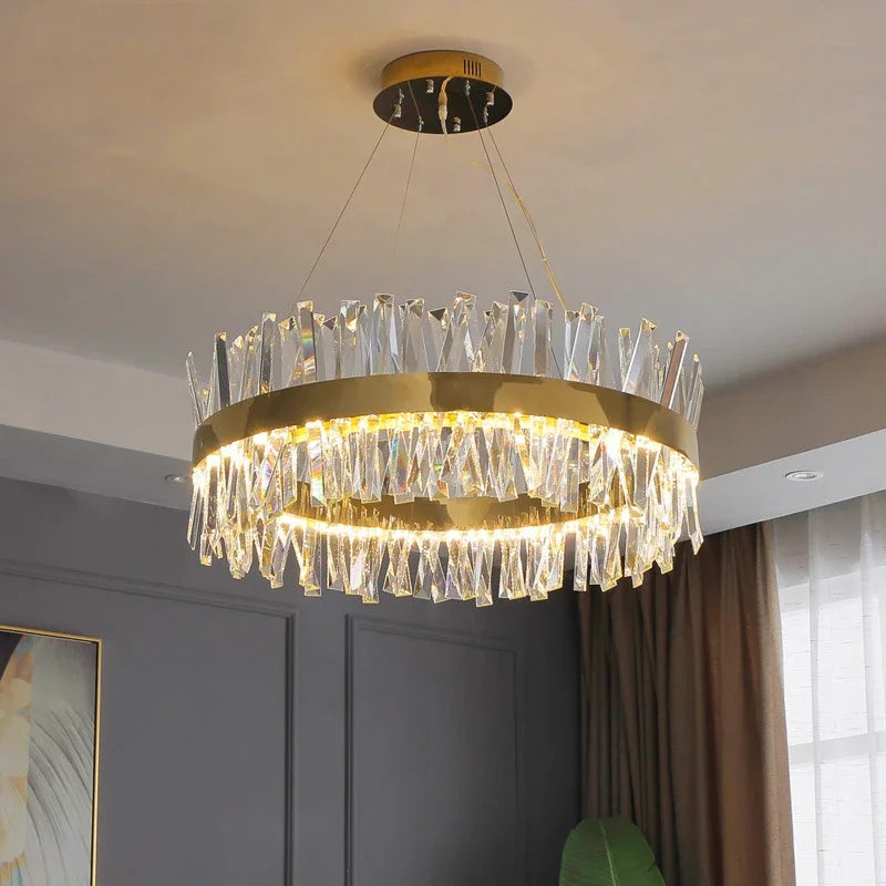 Afralia™ Crystal Chandelier: Modern LED Chrome Gold Lighting for Living Room Bedroom Kitchen