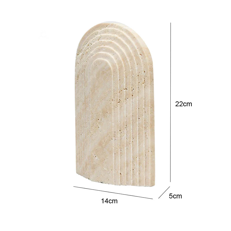 Afralia™ Archway Shape Travertine Sculpture Figurine Statue for Home Decor