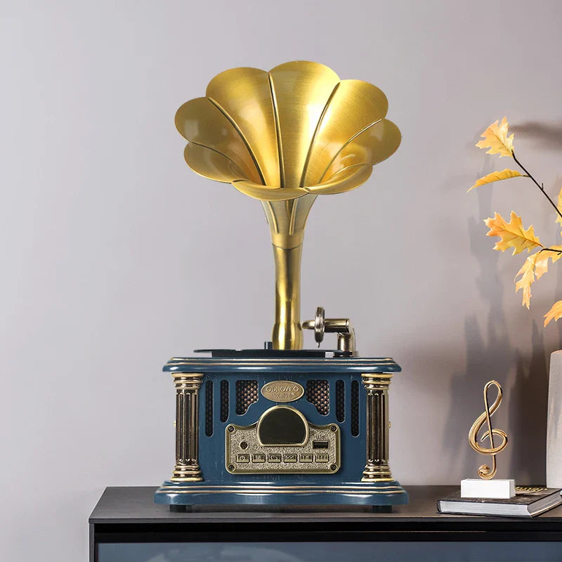 Afralia™ Vintage Gramophone Bluetooth Speaker with USB Port & Aux-in