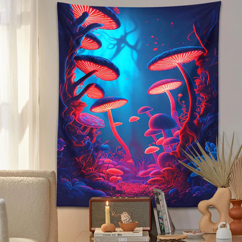 Afralia™ Psychedelic Mushrooms Tapestry Wall Hanging for Colorful Home Decor