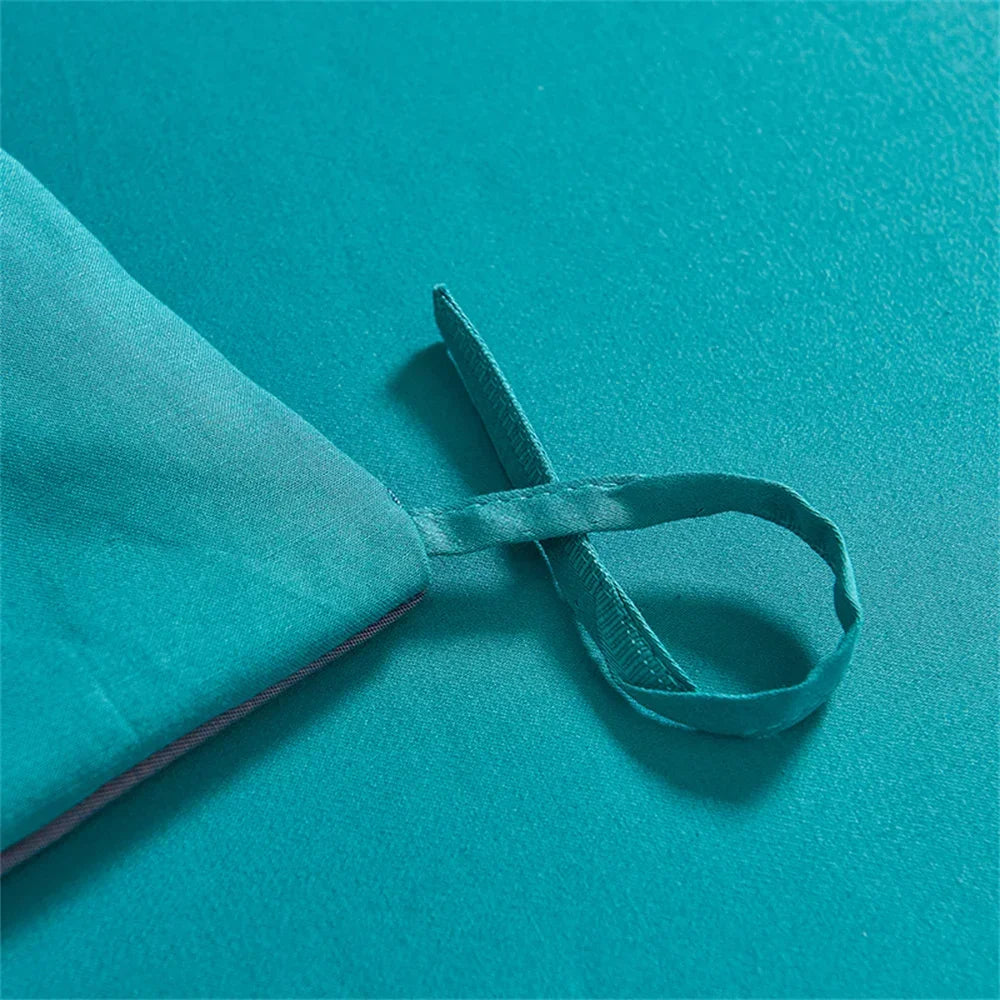 Afralia™ Blue Satin Jacquard Embroidery Bedding Set: King/Queen Size Bed Lines, Duvet Cover, Pillowcase