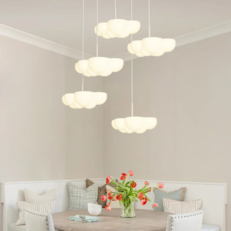 Afralia™ Cloud White Floating Pendant Chandelier for Dining Room, Kitchen Island, Indoor Lighting