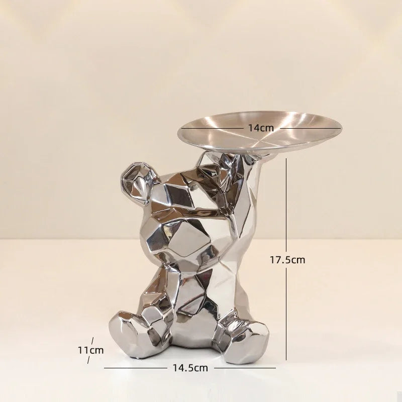 Geometric Bear Coin Bank by Afralia™: Ceramic Home Decor and Organizer