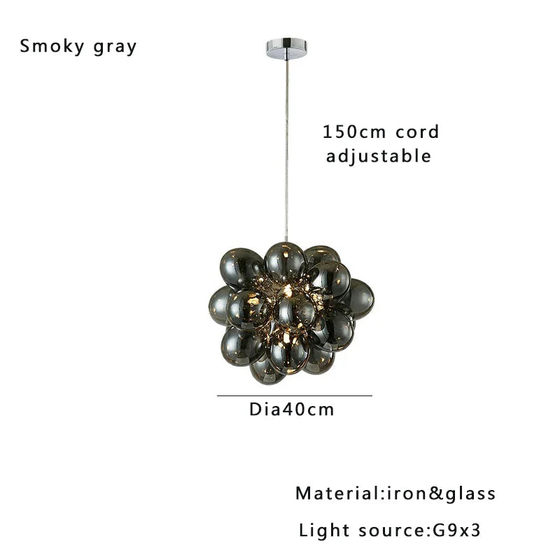 Afralia™ Smoky Gray Grape Glass Chandelier - Modern Dining Room Decor