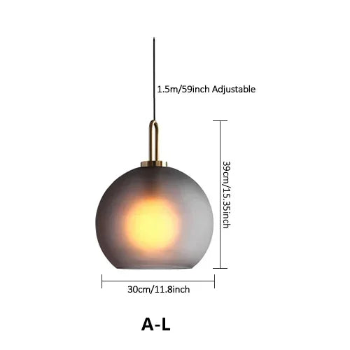 Afralia™ Nordic Dark Gray Clear Glass Pendant Light with E27 Bulb