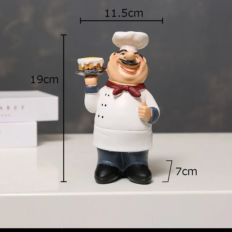 Afralia™ Bearded Chef Resin Figure Sculpture Modern Kitchen Desk Decor Ornaments