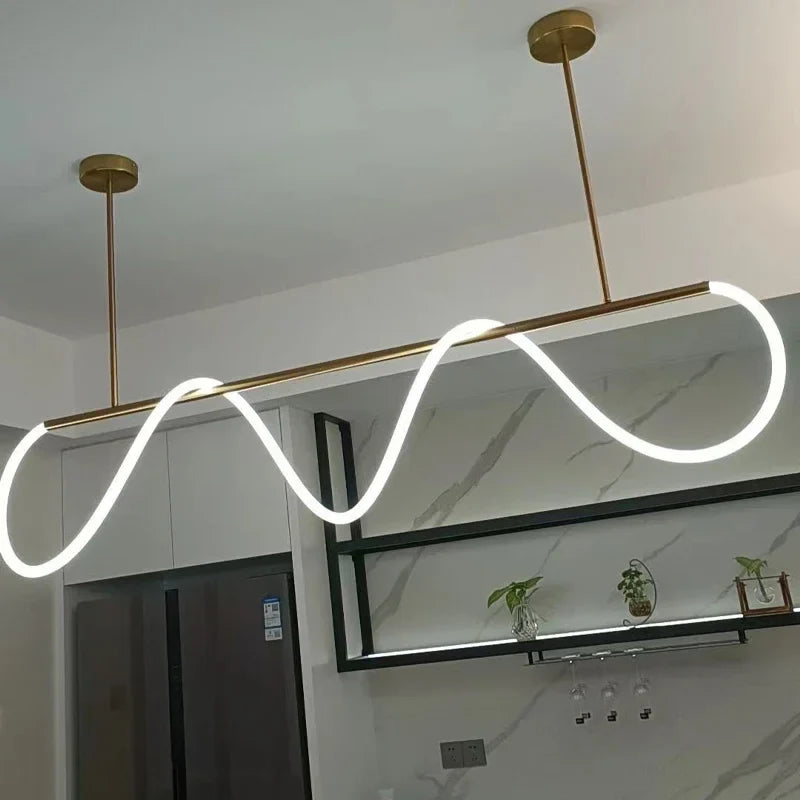 Afralia™ Gold Minimalist LED Pendant Lights for Kitchen Dining Room