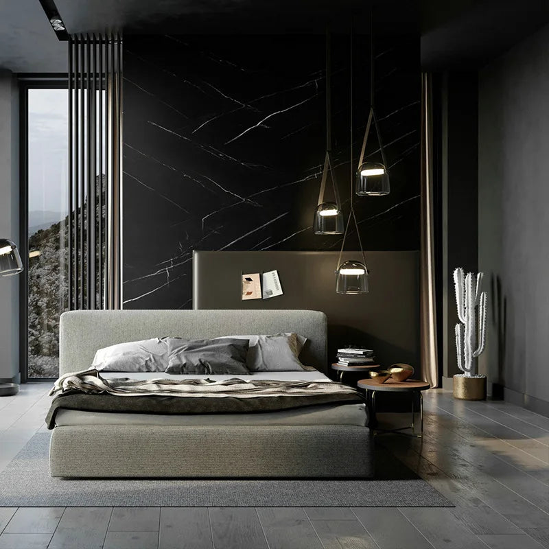 Afralia™ Glass Pendant Chandelier: Modern Leather Belt Luxury LED Lighting for Home Decor