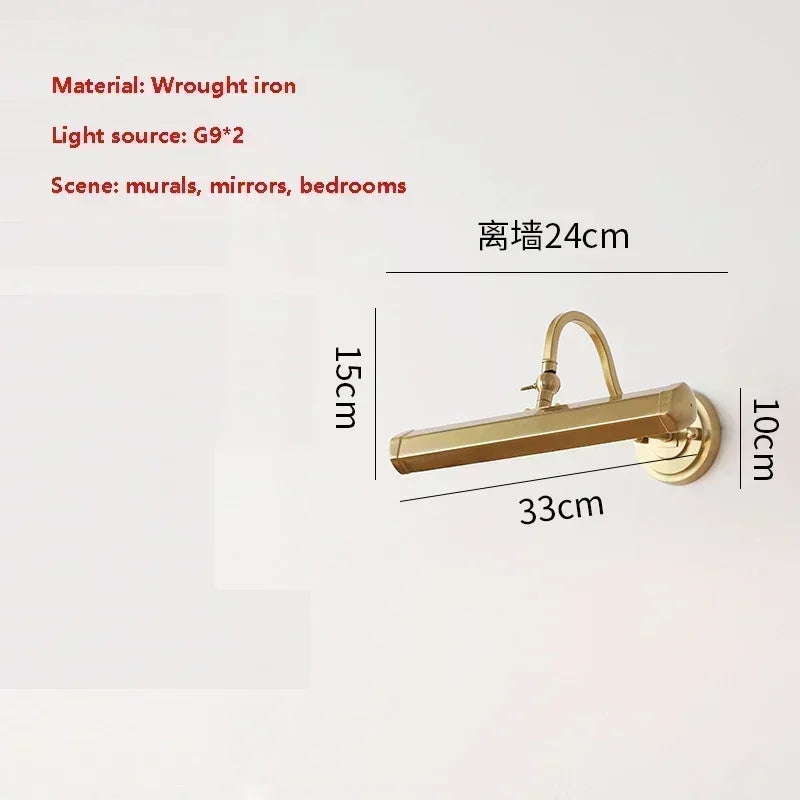 Afralia™ Modern Gold Mirror Headlight Wall Light for Bedroom and Picture Art Deco