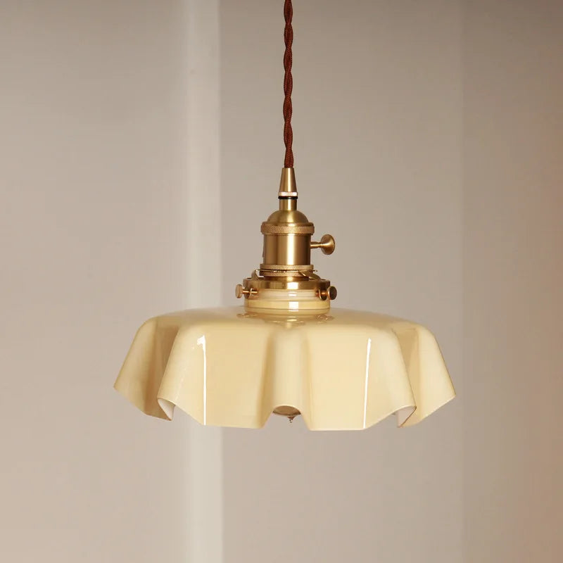 Cream Glass Cloud Pendant Light by Afralia™ - Simple Retro Indoor Chandelier for Home